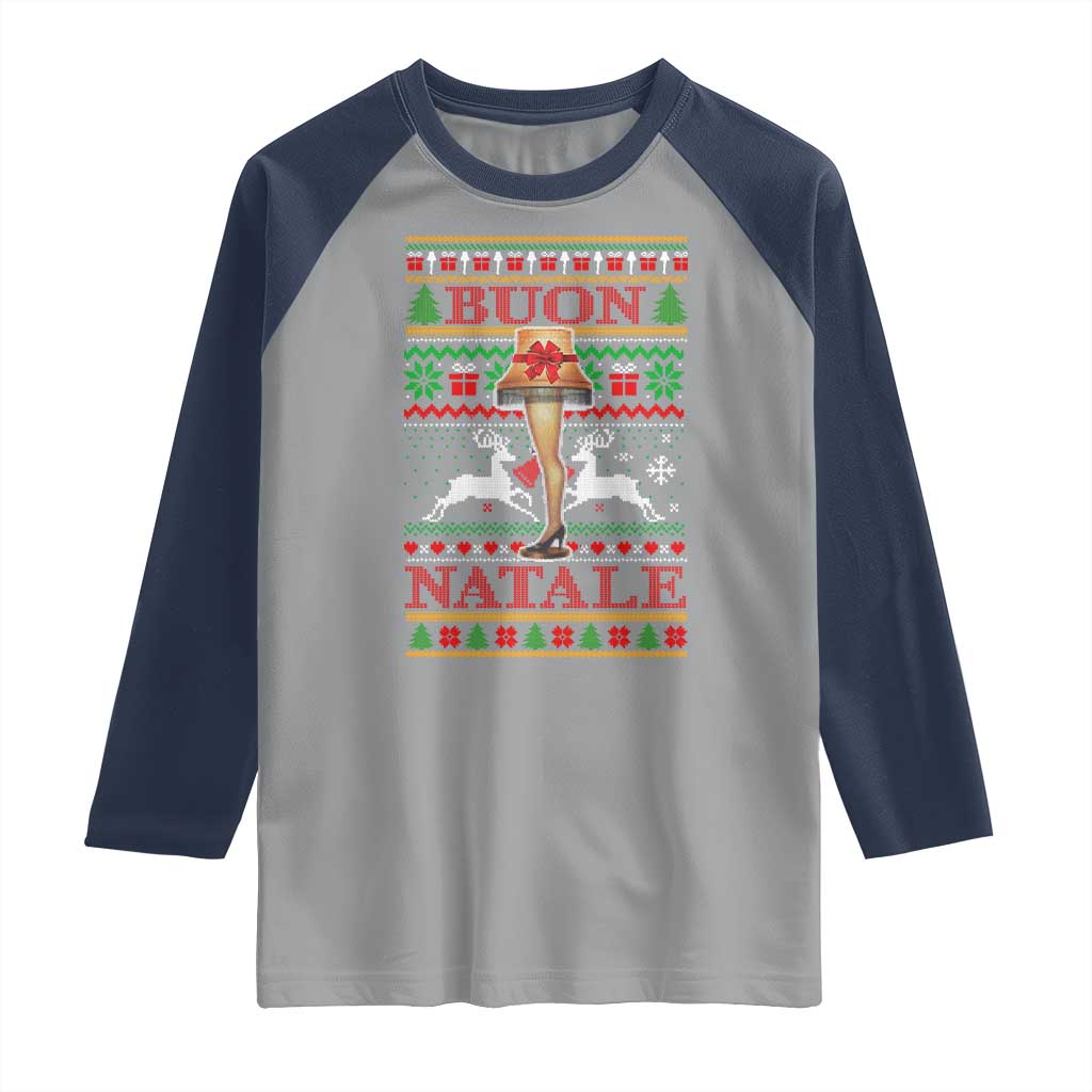 Funny Christmas Movie Raglan Shirt Buon Natale Lamp Italian Christmas TS11 Sport Gray Navy Print Your Wear