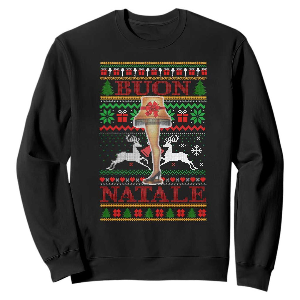 Funny Christmas Movie Sweatshirt Buon Natale Lamp Italian Christmas TS11 Black Print Your Wear