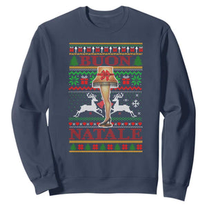 Funny Christmas Movie Sweatshirt Buon Natale Lamp Italian Christmas TS11 Navy Print Your Wear