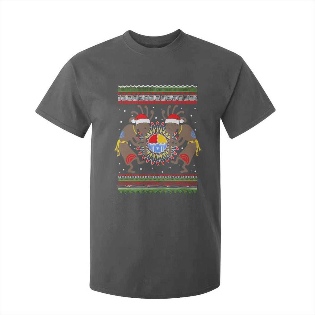 Funny Christmas Native American T Shirt For Kid Santa Kokopeli Medicine Wheel TS11 Dark Heather Print Your Wear