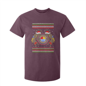 Funny Christmas Native American T Shirt For Kid Santa Kokopeli Medicine Wheel TS11 Maroon Print Your Wear
