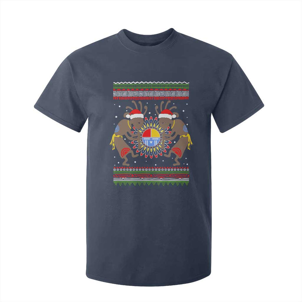 Funny Christmas Native American T Shirt For Kid Santa Kokopeli Medicine Wheel TS11 Navy Print Your Wear
