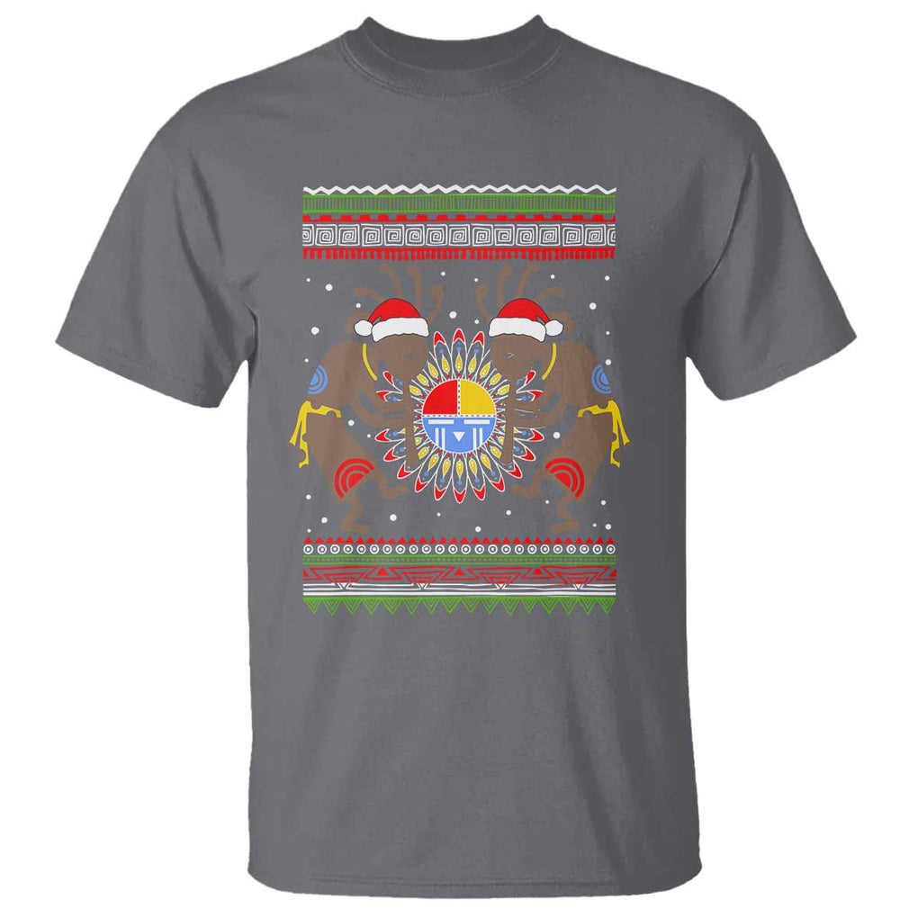 Funny Christmas Native American T Shirt Santa Kokopeli Medicine Wheel TS11 Charcoal Print Your Wear