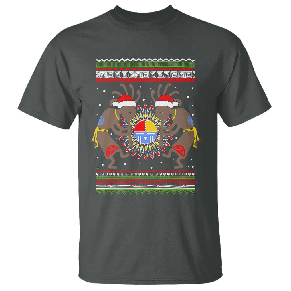 Funny Christmas Native American T Shirt Santa Kokopeli Medicine Wheel TS11 Dark Heather Print Your Wear