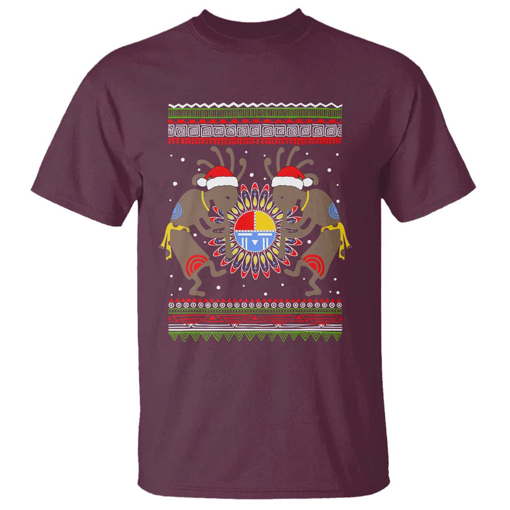 Funny Christmas Native American T Shirt Santa Kokopeli Medicine Wheel TS11 Maroon Print Your Wear