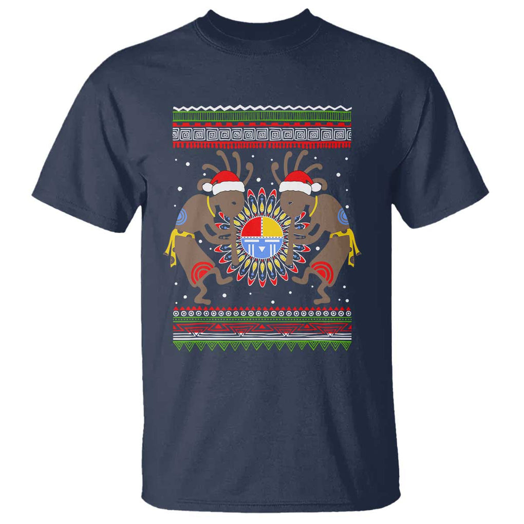 Funny Christmas Native American T Shirt Santa Kokopeli Medicine Wheel TS11 Navy Print Your Wear