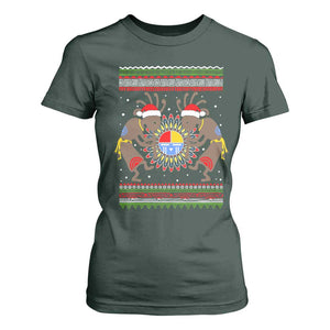 Funny Christmas Native American T Shirt For Women Santa Kokopeli Medicine Wheel TS11 Dark Forest Green Print Your Wear