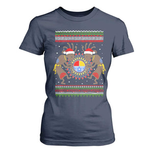 Funny Christmas Native American T Shirt For Women Santa Kokopeli Medicine Wheel TS11 Navy Print Your Wear