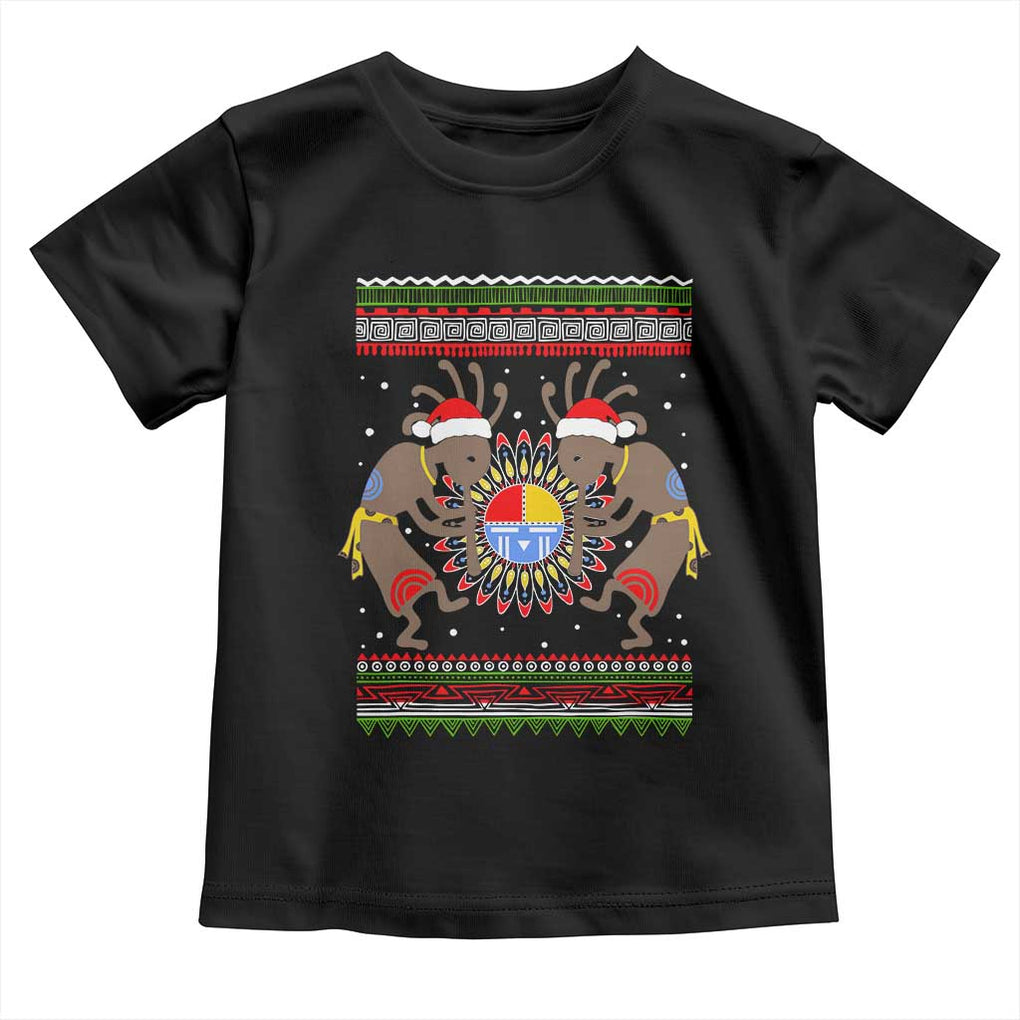 Funny Christmas Native American Toddler T Shirt Santa Kokopeli Medicine Wheel TS11 Black Print Your Wear