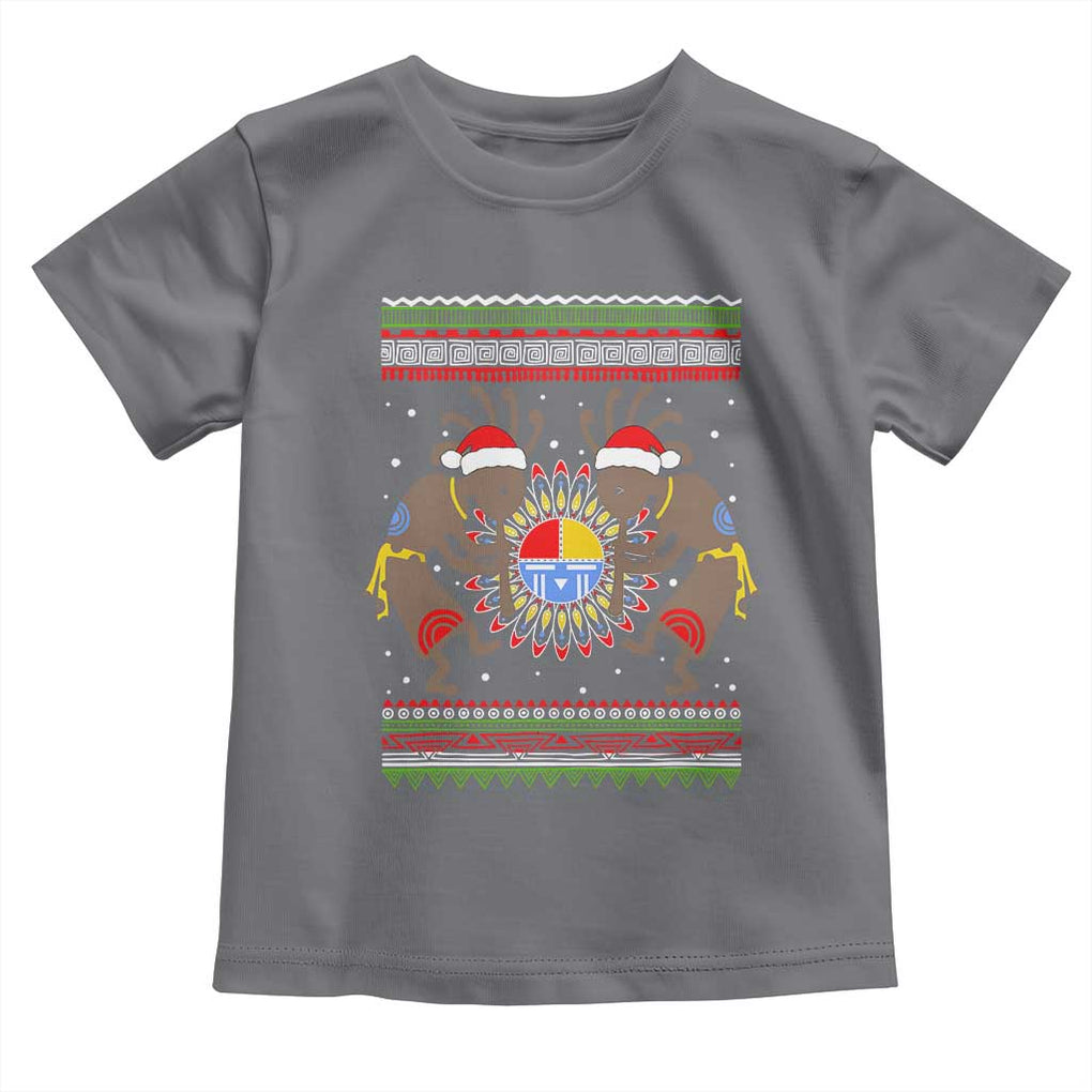 Funny Christmas Native American Toddler T Shirt Santa Kokopeli Medicine Wheel TS11 Charcoal Print Your Wear