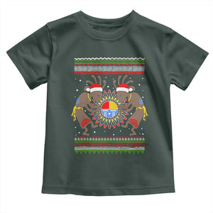 Funny Christmas Native American Toddler T Shirt Santa Kokopeli Medicine Wheel TS11 Dark Forest Green Print Your Wear