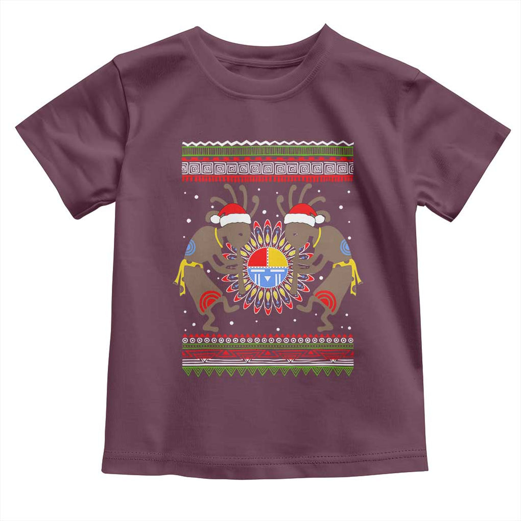 Funny Christmas Native American Toddler T Shirt Santa Kokopeli Medicine Wheel TS11 Maroon Print Your Wear