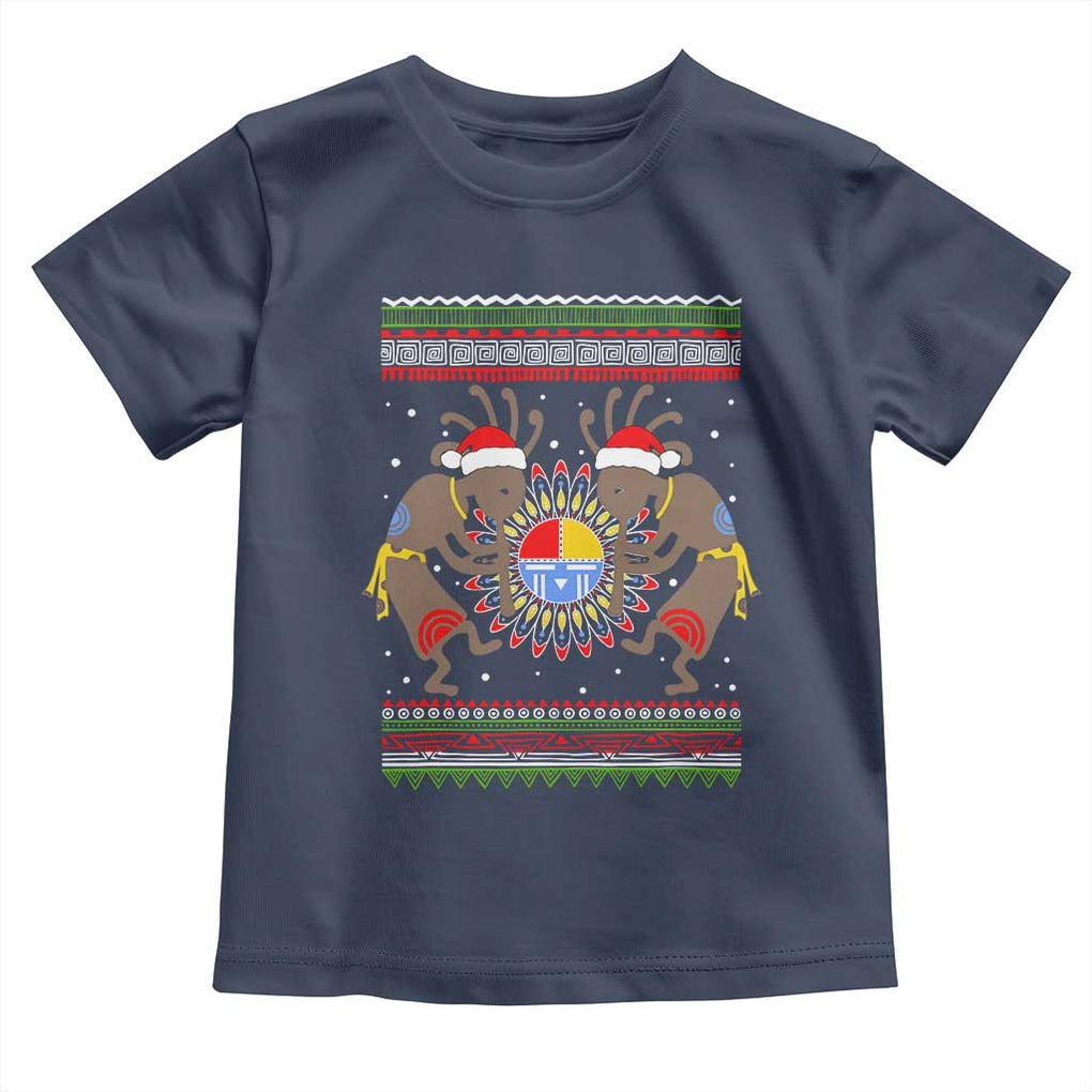 Funny Christmas Native American Toddler T Shirt Santa Kokopeli Medicine Wheel TS11 Navy Print Your Wear