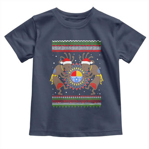 Funny Christmas Native American Toddler T Shirt Santa Kokopeli Medicine Wheel TS11 Navy Print Your Wear