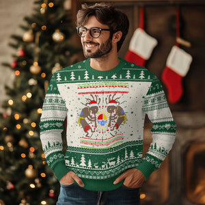 Funny Christmas Native American Ugly Christmas Sweater Santa Kokopeli Medicine Wheel TS11 Green Print Your Wear