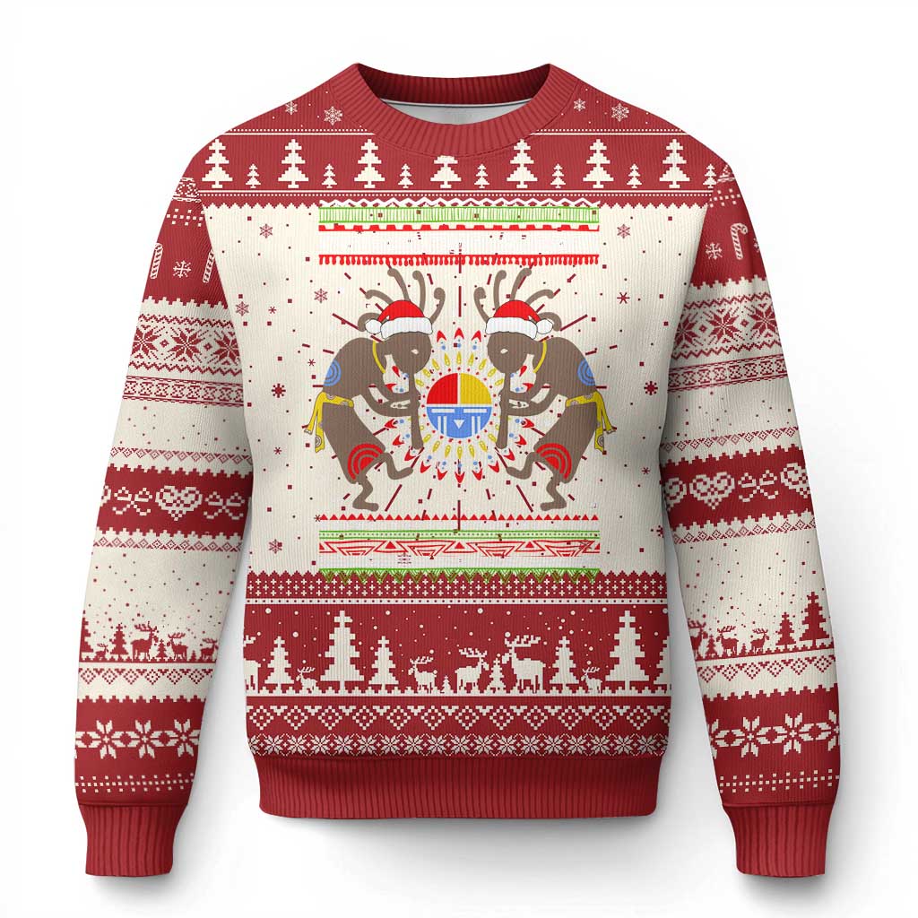 Funny Christmas Native American Ugly Christmas Sweater Santa Kokopeli Medicine Wheel TS11 Red Print Your Wear
