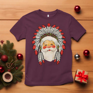 Funny Christmas Native American Indian Santa War Bonnet T Shirt TS11 Maroon Print Your Wear