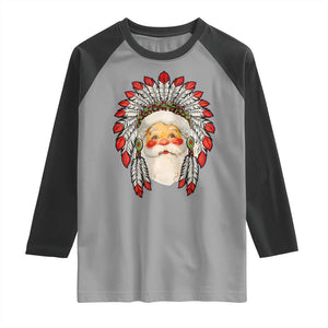 Funny Christmas Native American Indian Santa War Bonnet Raglan Shirt TS11 Sport Gray Black Print Your Wear