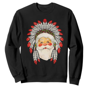 Funny Christmas Native American Indian Santa War Bonnet Sweatshirt TS11 Black Print Your Wear