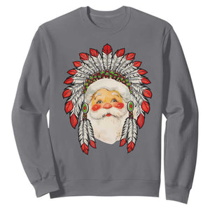Funny Christmas Native American Indian Santa War Bonnet Sweatshirt TS11 Charcoal Print Your Wear