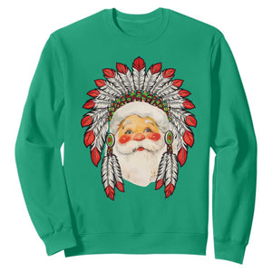 Funny Christmas Native American Indian Santa War Bonnet Sweatshirt TS11 Irish Green Print Your Wear
