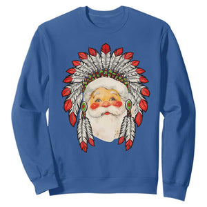 Funny Christmas Native American Indian Santa War Bonnet Sweatshirt TS11 Royal Blue Print Your Wear