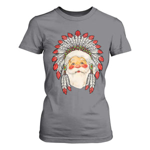 Funny Christmas Native American Indian Santa War Bonnet T Shirt For Women TS11 Charcoal Print Your Wear