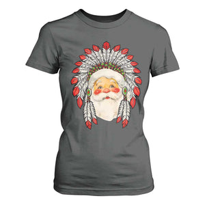 Funny Christmas Native American Indian Santa War Bonnet T Shirt For Women TS11 Dark Heather Print Your Wear