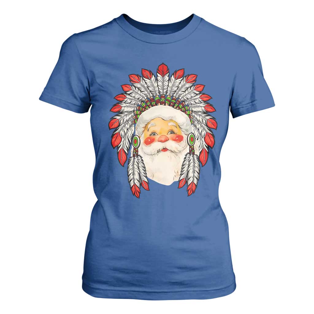 Funny Christmas Native American Indian Santa War Bonnet T Shirt For Women TS11 Royal Blue Print Your Wear