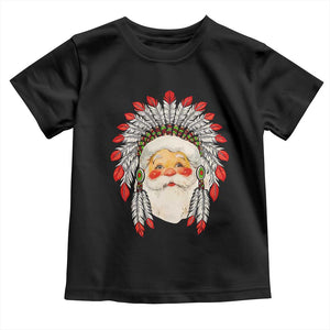 Funny Christmas Native American Indian Santa War Bonnet Toddler T Shirt TS11 Black Print Your Wear