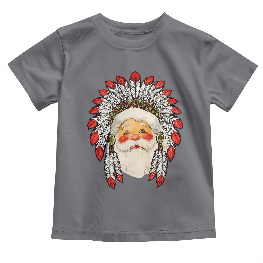 Funny Christmas Native American Indian Santa War Bonnet Toddler T Shirt TS11 Charcoal Print Your Wear