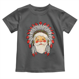 Funny Christmas Native American Indian Santa War Bonnet Toddler T Shirt TS11 Dark Heather Print Your Wear