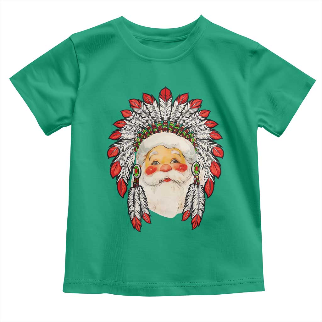 Funny Christmas Native American Indian Santa War Bonnet Toddler T Shirt TS11 Irish Green Print Your Wear
