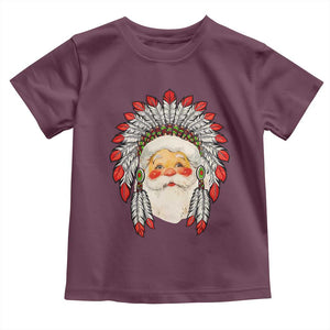 Funny Christmas Native American Indian Santa War Bonnet Toddler T Shirt TS11 Maroon Print Your Wear