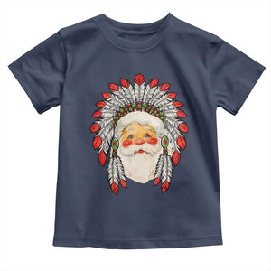 Funny Christmas Native American Indian Santa War Bonnet Toddler T Shirt TS11 Navy Print Your Wear