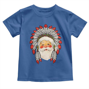Funny Christmas Native American Indian Santa War Bonnet Toddler T Shirt TS11 Royal Blue Print Your Wear