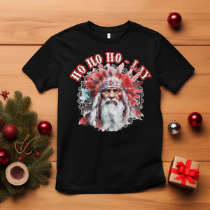 Funny Christmas Native American T Shirt Ho Ho Lay War Bonnet Santa Indian Tribes TS11 Black Print Your Wear