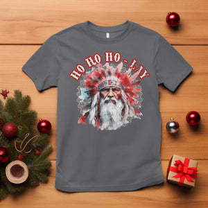 Funny Christmas Native American T Shirt Ho Ho Lay War Bonnet Santa Indian Tribes TS11 Charcoal Print Your Wear