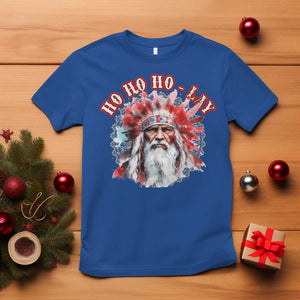 Funny Christmas Native American T Shirt Ho Ho Lay War Bonnet Santa Indian Tribes TS11 Royal Blue Print Your Wear