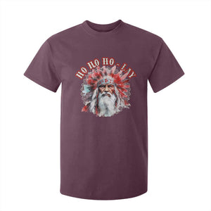 Funny Christmas Native American T Shirt For Kid Ho Ho Lay War Bonnet Santa Indian Tribes TS11 Maroon Print Your Wear