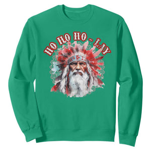 Funny Christmas Native American Sweatshirt Ho Ho Lay War Bonnet Santa Indian Tribes TS11 Irish Green Print Your Wear
