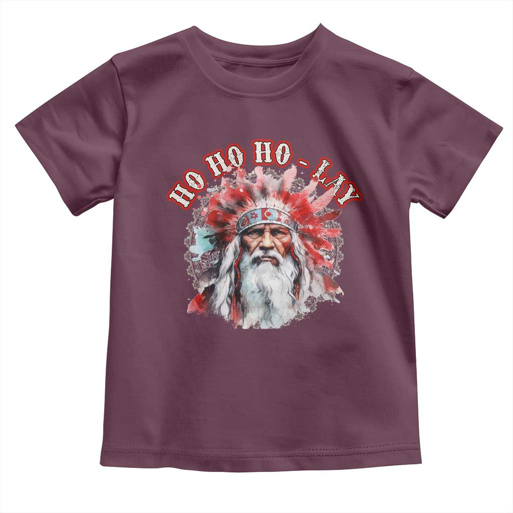 Funny Christmas Native American Toddler T Shirt Ho Ho Lay War Bonnet Santa Indian Tribes TS11 Maroon Print Your Wear