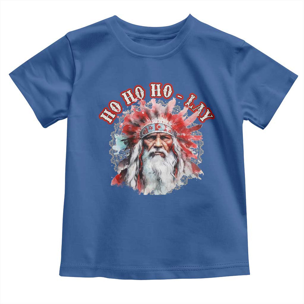 Funny Christmas Native American Toddler T Shirt Ho Ho Lay War Bonnet Santa Indian Tribes TS11 Royal Blue Print Your Wear