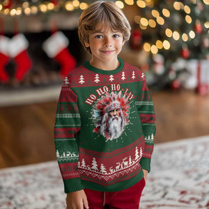 Funny Christmas Native American Ugly Christmas Sweater Ho Ho Lay War Bonnet Santa Indian Tribes TS11 Christmas Print Your Wear