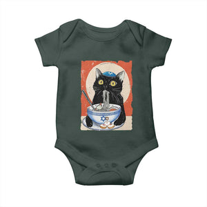 Funny Hanukkah Black Cat Eating Noodle Baby Onesie TS11 Print Your Wear