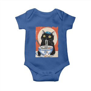 Funny Hanukkah Black Cat Eating Noodle Baby Onesie TS11 Royal Blue Print Your Wear