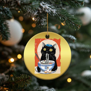Funny Hanukkah Black Cat Eating Noodle Christmas Ornament TS11 Print Your Wear