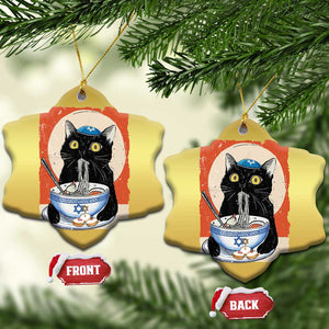 Funny Hanukkah Black Cat Eating Noodle Christmas Ornament TS11 Snow Flake Gold Print Your Wear