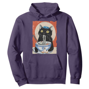 Funny Hanukkah Black Cat Eating Noodle Hoodie TS11 Purple Print Your Wear