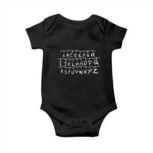 Funny Stranger Christmas Baby Onesie Alphabet Xmas Lights Movie TS11 Black Print Your Wear